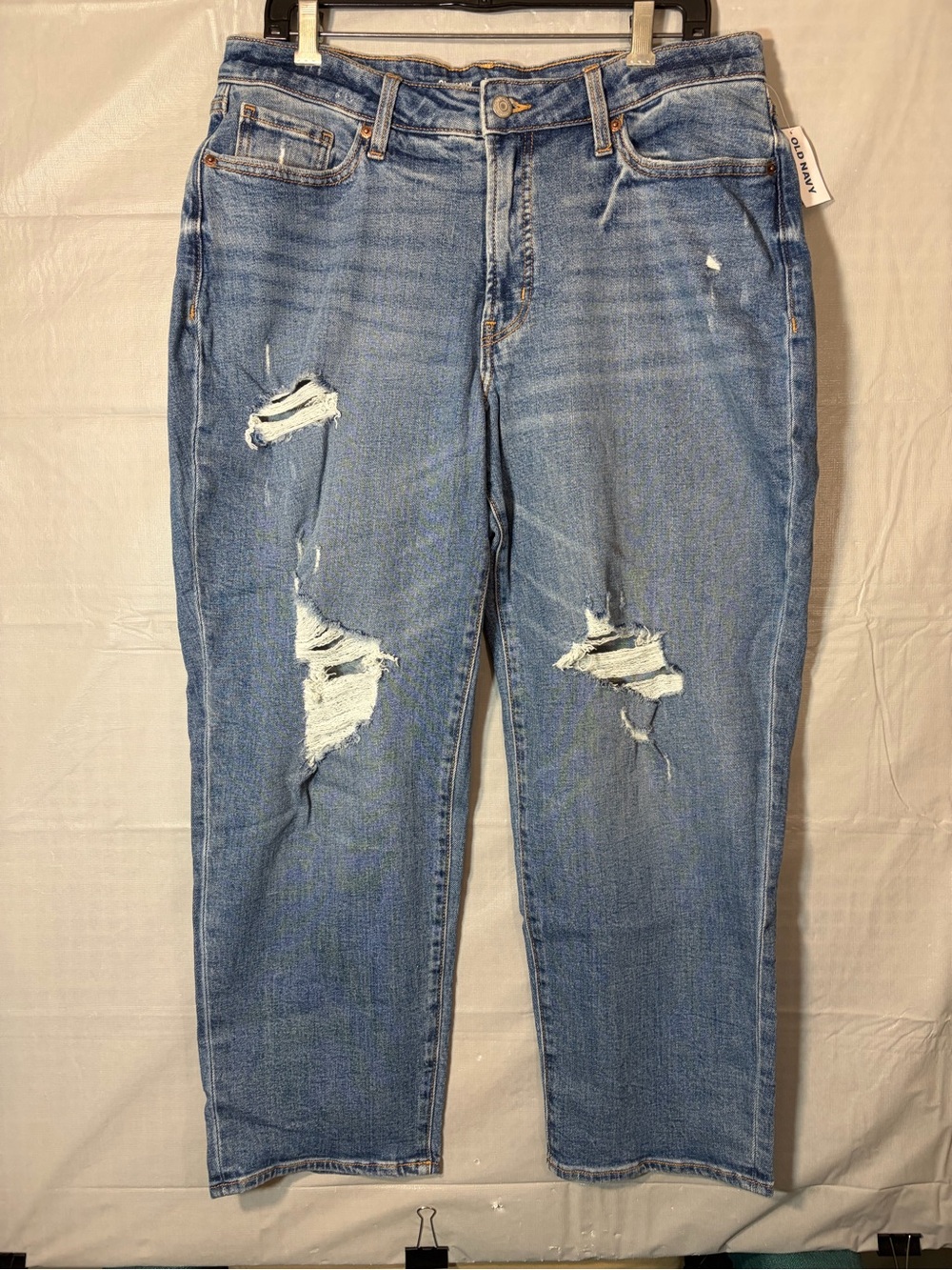 238. Old Navy Distressed High-Rise Curvy OG Loose Blue Women’s Jeans